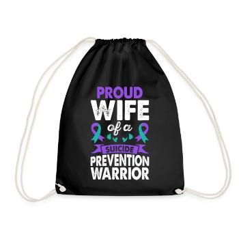Wife of Suicide Prevention Warrior Awareness - Drawstring Bag - black - Front