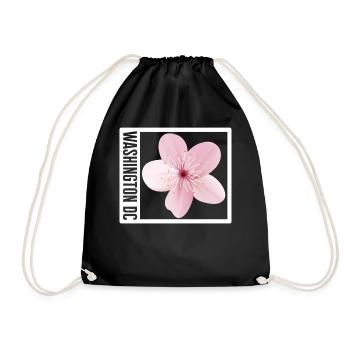 Washington DC Shirt, Cherry Blossom Floral Pop - Drawstring Bag - black - Front