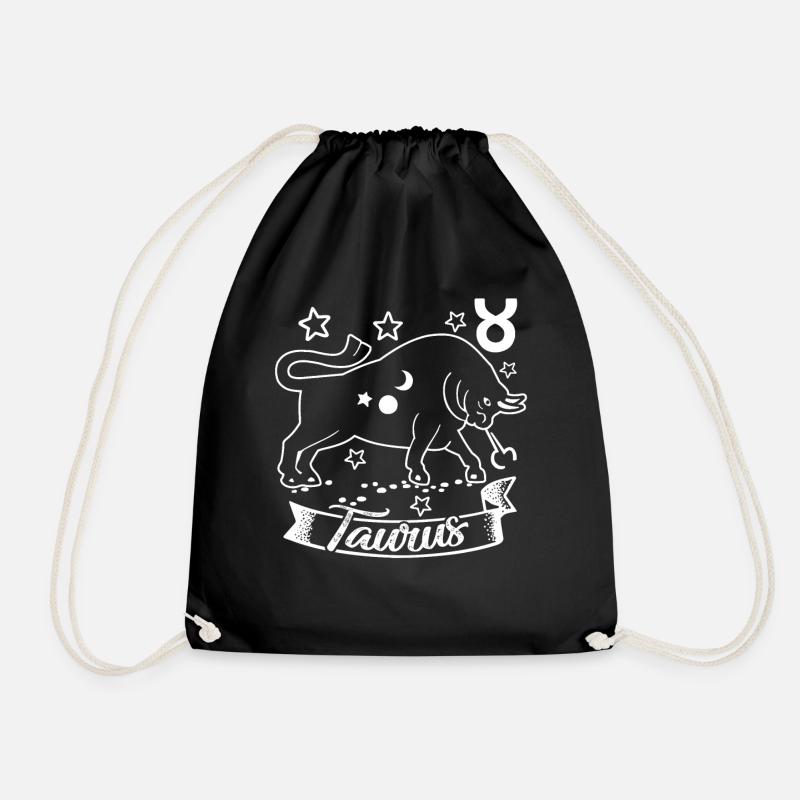 Taurus Taurus Zodiac Star Sign Of Zodiac - Drawstring Bag - black