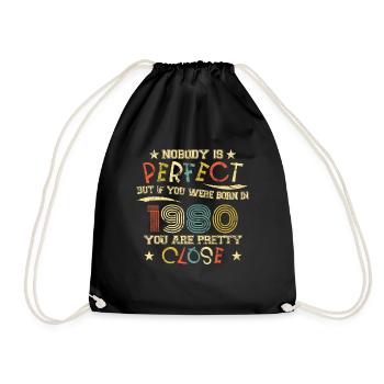 1980 Geburtstag Vintage Nobody is perfect - Turnbeutel - Schwarz - Vorne