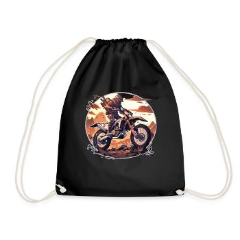 Supermoto Motocross Motocross Motorcycle Biker - Drawstring Bag - black - Front