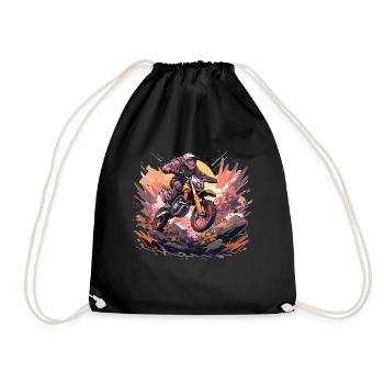 Supermoto Motocross Motocross Motorcycle Biker - Drawstring Bag - black - Front