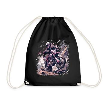Supermoto Motocross Motocross Motorcycle Biker - Drawstring Bag - black - Front