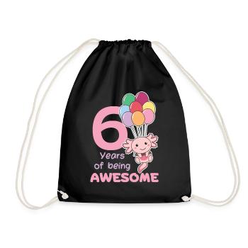 Axolotl for 6th birthday children six years old - Drawstring Bag - black - Front