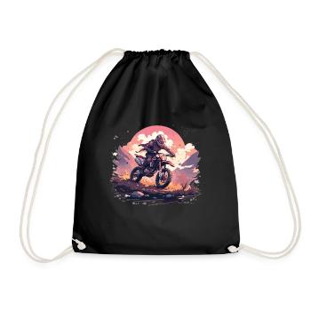 Supermoto Motocross Motocross Motorcycle Biker - Drawstring Bag - black - Front
