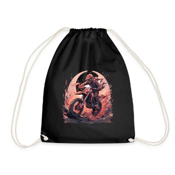 Supermoto Motocross Motocross Motorcycle Biker - Drawstring Bag - black - Front