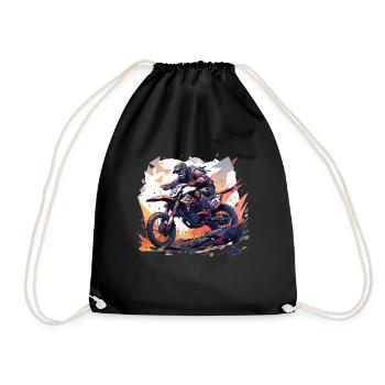Supermoto Motocross Motocross Motorcycle Biker - Drawstring Bag - black - Front