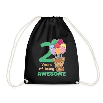 Cerf pour les enfants de 2e anniversaire de deux ans - Sac de sport léger - noir - Devant