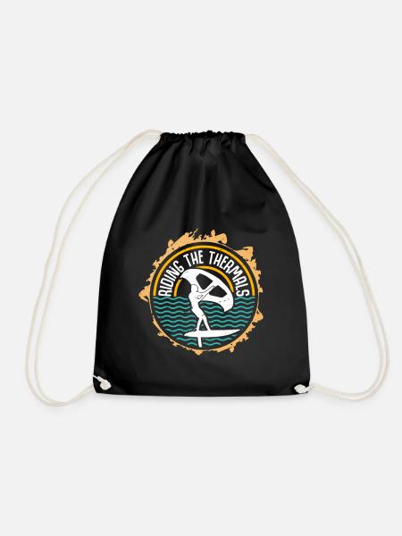 Riding the Thermals Hydrofoil Wingfoil Wingfoiling - Drawstring Bag - black