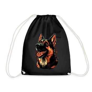 Cute German Shepherd Dog Breed Pet Lover - Drawstring Bag - black - Front