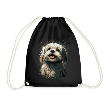Cute Maltese Dog Breed Pet Lover - Drawstring Bag - black - Front