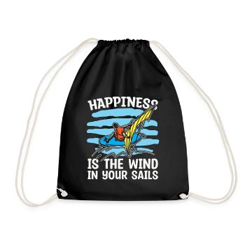 Windsurfing Happiness Is The Wind In Surfboarder - Turnbeutel - Schwarz - Vorne