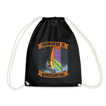 Windsurfing Happiness Is Windsurfing Water Sports - Turnbeutel - Schwarz - Vorne