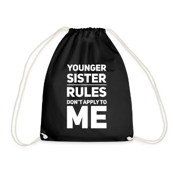 Sœur cadette Les règles ne s’appliquent pas à moi Frère ou sœur - Sac de sport léger - noir - Devant