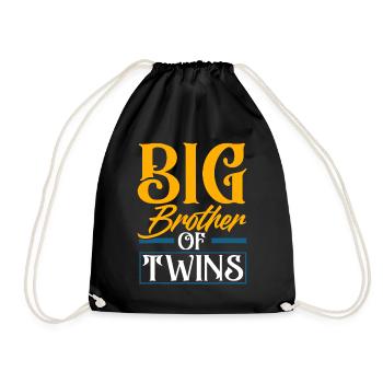 Big Brother Of Twins New Brother Sibling - Drawstring Bag - black - Front