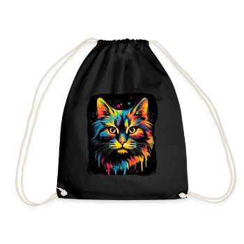 Streetstyle Katze Graffiti Kunst Streetart - Turnbeutel - Schwarz - Vorne