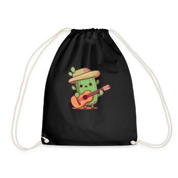 Cactus Plays Guitar Western Mexico Cactus - Drawstring Bag - black - Front