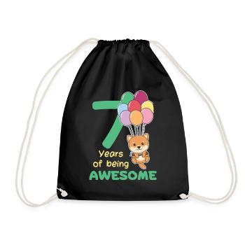 Shiba Inu for 7th birthday children seven years - Drawstring Bag - black - Front
