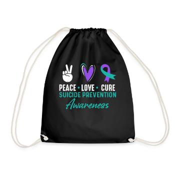 Peace Love Cure Suicide Prevention Awareness - Drawstring Bag - black - Front