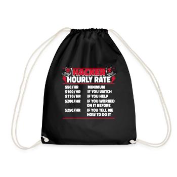 Hacker Hourly Rate Sniffer Social Engineering - Drawstring Bag - black - Front