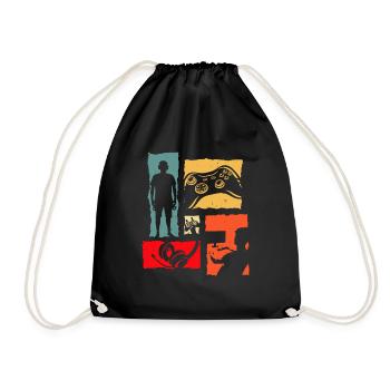 Dart Retro Dart Vintage Dart Player - Drawstring Bag - black - Front