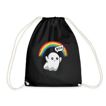 Boo Gespenst Regenbogen Halloween - Turnbeutel - Schwarz - Vorne
