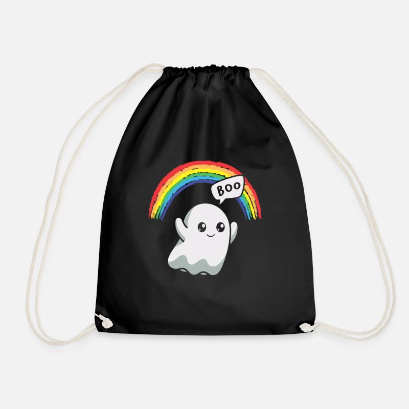 Boo Gespenst Regenbogen Halloween - Turnbeutel - Schwarz