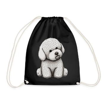 Cute Bichon Frise Dog Breed Pet Lover - Drawstring Bag - black - Front
