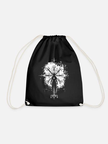 Vegvisir Wikinger Runen Kompass Hexe Okkult - Turnbeutel - Schwarz