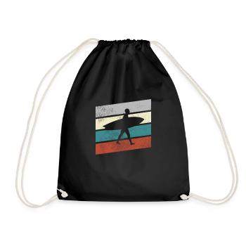 Surfing Retro - Drawstring Bag - black - Front