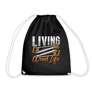 Woodturning Living The Wood Life Craftsmanship - Drawstring Bag - black - Front