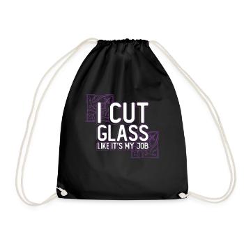I cut glass as if it were my job - chip - Drawstring Bag - black - Front