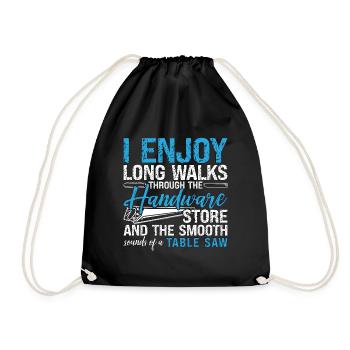 Woodturning I Enjoy Long Walks Through Workshop - Drawstring Bag - black - Front