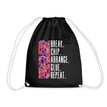 Pause. Chip. Arrange. Glue. Try again. -Chip - Drawstring Bag - black - Front