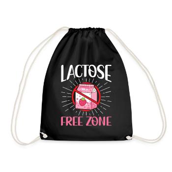Lactose Free Zone - Intolerance Milk Cheese - Drawstring Bag - black - Front