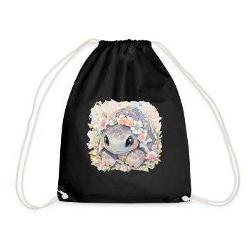 Turtle Lizard Turtle Baby Turtles - Drawstring Bag - black - Front