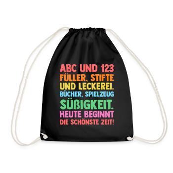 Erste Klasse Einschulung Erstklässler Schulkind - Turnbeutel - Schwarz - Vorne