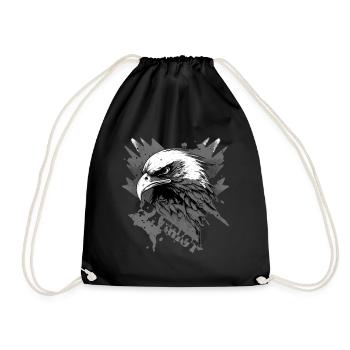 Patriotischer Adler mit Schriftzug - Turnbeutel - Schwarz - Vorne