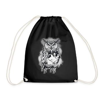 Geometric owl - Drawstring Bag - black - Front