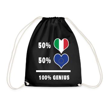 Europe and Italy 100% fantastic flags - Drawstring Bag - black - Front