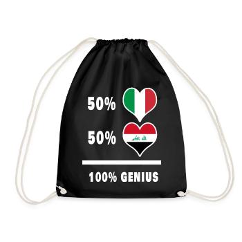 Iraq and Italy 100% fantastic flags - Drawstring Bag - black - Front