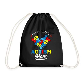 Je suis une fière maman Sensibilisation à l’autisme Cœur autiste - Sac de sport léger - noir - Devant