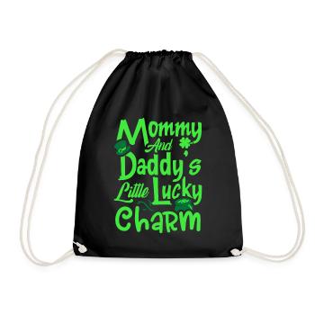 Mommy And Daddy's Little Lucky Charm St. Patrick's - Drawstring Bag - black - Front