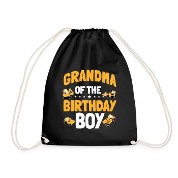Grandma of the Birthday Boy Construction Worker - Drawstring Bag - black - Front