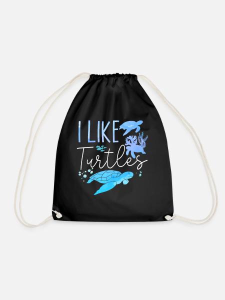 Sea Turtle Tortoise I Like Turtles - Turnbeutel - Schwarz