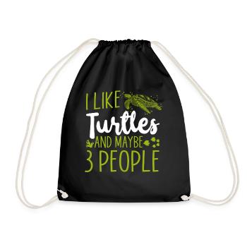 Sea Turtle Tortoise I Like Turtles - Drawstring Bag - black - Front