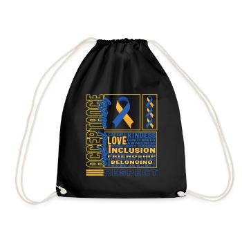 World Down Syndrome Day Shirt, Acceptance Down - Drawstring Bag - black - Front