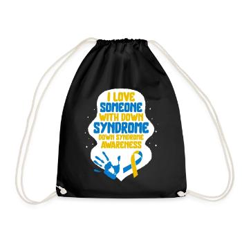 World Down Syndrome Day Shirt, I Love Someone - Drawstring Bag - black - Front