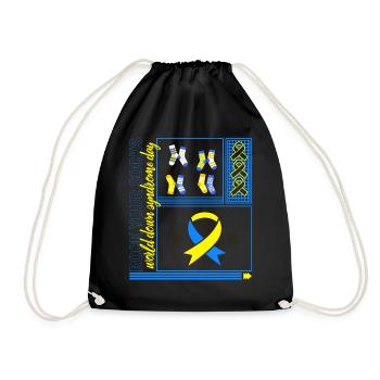 World Down Syndrome Day Shirt, Rock Your Socks - Drawstring Bag - black - Front