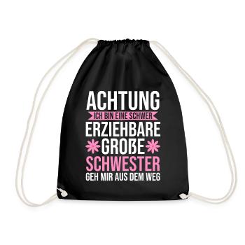 Familienmotiv Schwester - Turnbeutel - Schwarz - Vorne